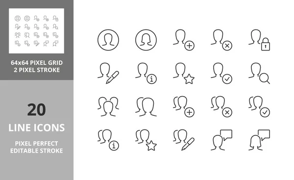 Interfaz Usuario Avatares Conjunto Iconos Línea Delgada Esquema Colección Símbolos — Archivo Imágenes Vectoriales