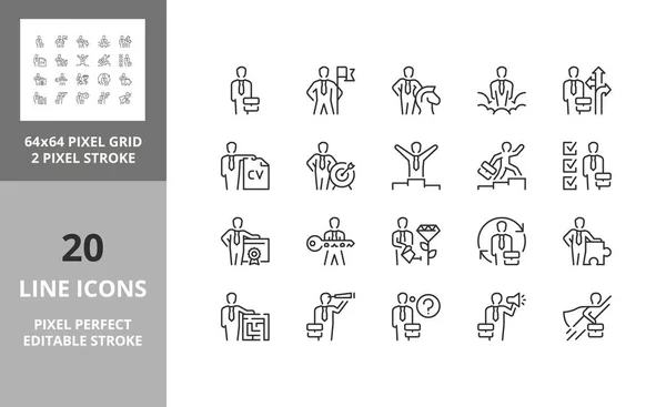 Concepts Affaires Jeu Icônes Carrière Aperçu Collection Symboles Course Vectorielle — Image vectorielle