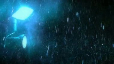 sokak lambası ve gece kar yağışı