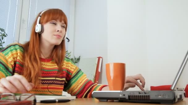 Girl Listening To Music — Stock Video