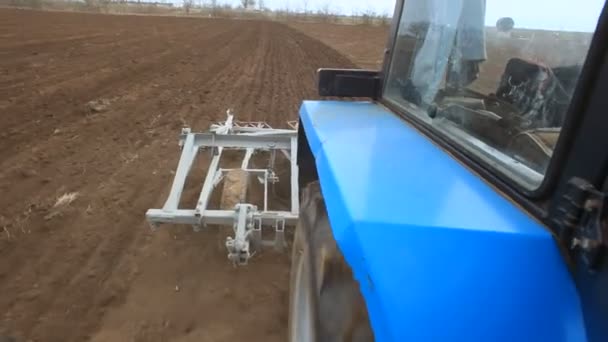 Plowing Field By Agricultural Machinery — Stock Video