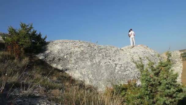 Gerade auf Felsen geheiratet — Stockvideo