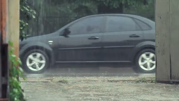 Stadt nach Sturm in Überschwemmung — Stockvideo