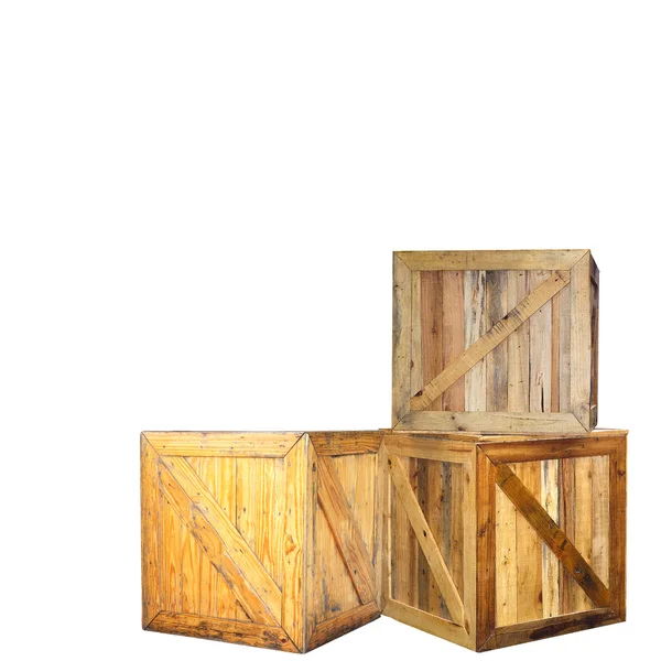 Scatola di legno isolato su sfondo bianco — Foto Stock
