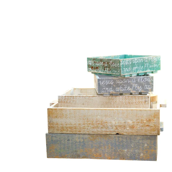 पांढरा पार्श्वभूमीवर जुन्या लाकडी बॉक्स — स्टॉक फोटो, इमेज