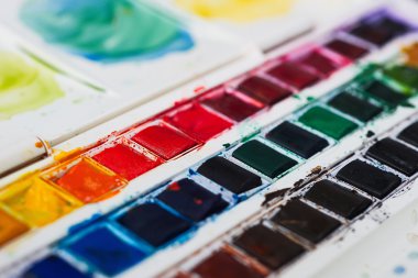 profesyonel suluboya aquarell boya kutusunda fırçaları ile