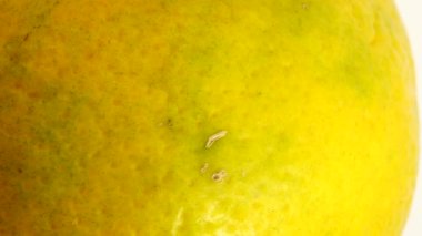  4K Macro portakal suyu. Beyaz arka planda izole edilmiş taze turuncu turuncuları kapat.