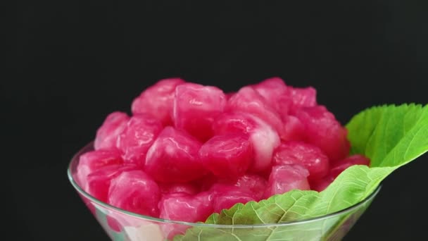 Мок Гранат Семян Таиланд Десерт Водяного Ореха Тапиоки Муки Вид — стоковое видео