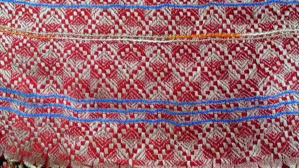More Years Old Colorful Thai Slik Handcraft Peruvian Style Rug — Vídeo de Stock