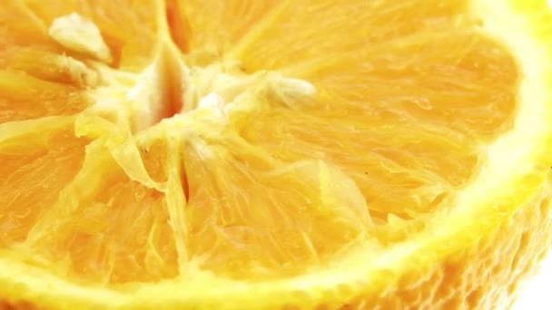 1080P Macro Shot Van Navel Oranje Fruit Rotate Close Verse — Stockvideo