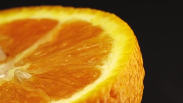 Macro Disparo Ombligo Frutas Color Naranja Rotar Close Fresh Citrus — Vídeos de Stock