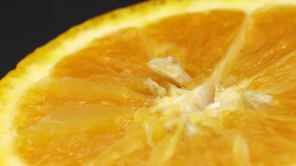 Macro Disparo Ombligo Frutas Color Naranja Rotar Close Fresh Citrus — Vídeo de stock