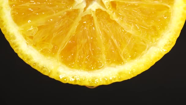 Makro Snímek Pupíku Pomerančové Ovoce Rotace Close Čerstvé Citrusově Oranžové — Stock video