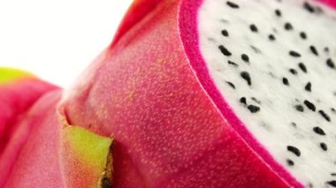 4K  Dragon fruit cut isolated on white backgound
