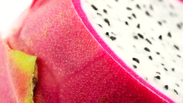 Dragon Fruit Cut Isolated White Backgound — Video Stock