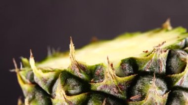 4K Phuket pineapple sliced pieces of delicious pineapple fruit Tropical food Rotate isolated on black background