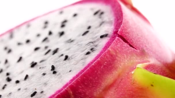 Dragon Fruit Cut Isolated White Backgound — Stockvideo