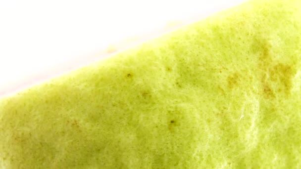 Macro Close Organic Sliced Guava Rotating Plate Isolated White Background — Video