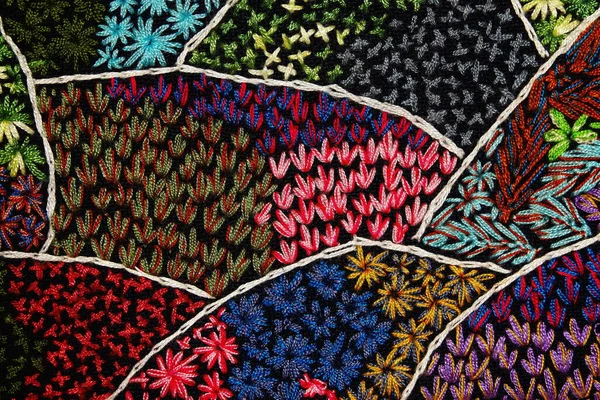 Colorful Thai Handcraft Kosher Style Rug Surface Old Vintage Torn — Stock Photo, Image