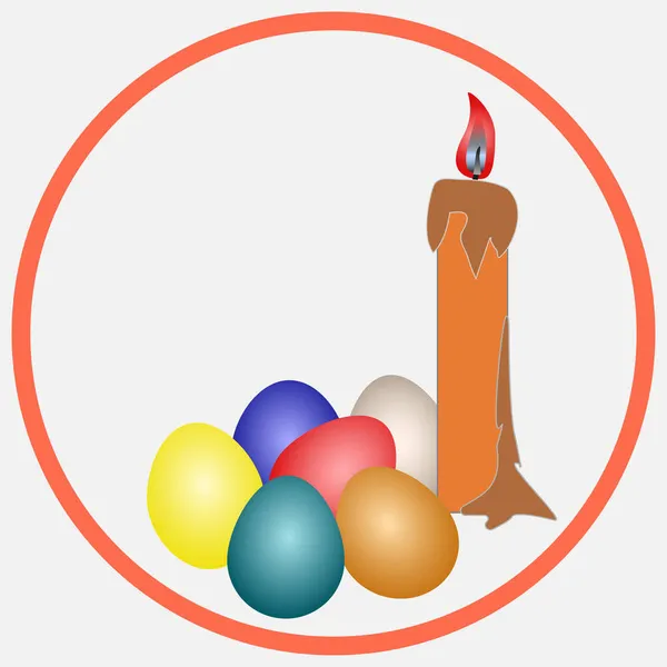 Ilustración Pascua Con Una Vela Huevos Colores Feliz Pascua Estilo — Archivo Imágenes Vectoriales