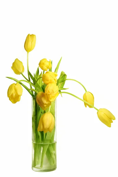 Vas med gula tulpaner — Stockfoto