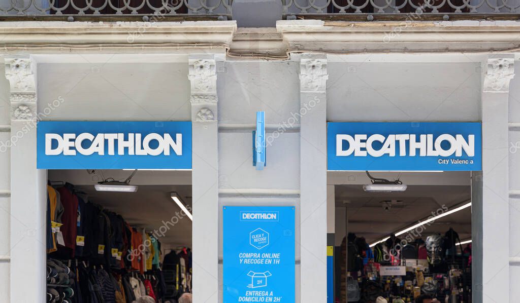 VALENCIA, SPAIN - NOVEMBER 15, 2021: Decathlon is a French sporting goods retailer