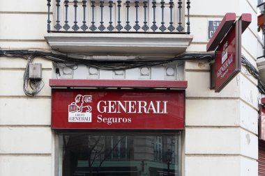 VALENCIA, İSPA - 20 ARALIK 2021: Generali bir İtalyan sigorta şirketi.