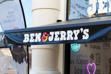 VALENCIA, SPAIN - JANUARY 10, 2022: Ben and Jerry's is an American company that manufactures ice cream, frozen yogurt, and sorbet
