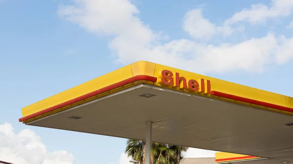 Valencia Spanyolország 2022 Január Shell Egy Amerikai Multinacionális Olajvállalat — Stock Fotó