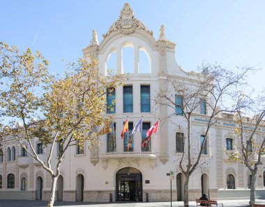 VALENCIA, İspanya - Şubat 02, 2022 Westin, Marriott International 'ın sahibi olduğu ABD' li lüks otel zinciri.