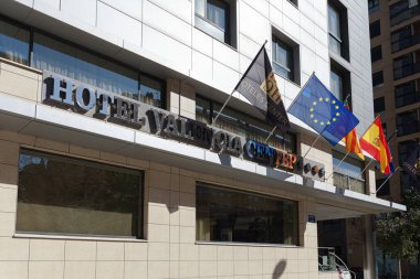 VALENCIA, İspanya - 22 Şubat 2022: Hoteles Center, İspanya merkezli bir otel zinciri. Valencia Oteli