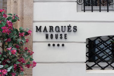 VALENCIA, İSPA - Mart 02, 2022 Marques House tarihi bir şehir merkezi binasında bulunan lüks bir oteldir.