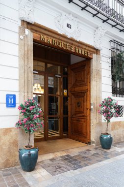 VALENCIA, İSPA - Mart 02, 2022 Marques House tarihi bir şehir merkezi binasında bulunan lüks bir oteldir.