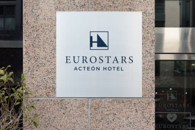 VALENCIA, İSPA - 28 Mart 2022 Eurostars Hotels, İspanya 'nın Barselona şehrinde bulunan bir otel zinciri.
