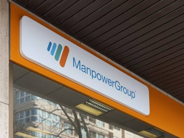 VALENCIA, İspanya - 28 Mart 2022 Manpower Group dünyanın en büyük üçüncü personel şirketidir.