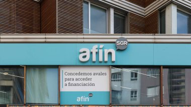 VALENCIA, İspanya - Mayıs 05, 2022: Afin SGR kar amacı gütmeyen bir finansal kuruluştur