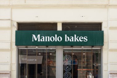 VALENCIA, İSPA - 28 Temmuz 2022 Manolo Pastaları, İspanyol fırın ve kafe zinciri.