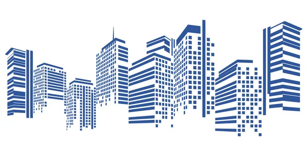 Cityscape Fundo Branco Perspectiva Construção Edifício Moderno Horizonte Cidade Silhueta —  Vetores de Stock