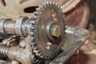 Orta Çerçeve Camshaft Sprocket ve Üstten Camshaft and Rocker Arm of Car Engine