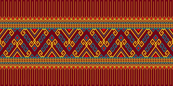 Geel Groene Stam Inheemse Naadloze Patroon Rode Achtergrond Symmetrie Rhombus — Stockvector