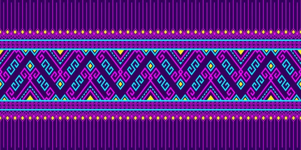 Tribu Turquoise Magenta Motif Sans Couture Autochtone Sur Fond Violet — Image vectorielle