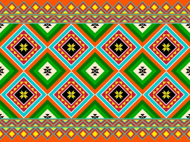 Koyu Kırmızı Simetri İki Kare Geometrik Etnik Şekilsiz Turuncu Arkaplan Tasarımı. Doğu Nakış Biçimi