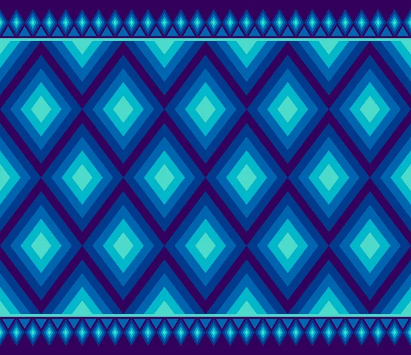 Turquoise Blue Symmetry Rhomboid Geometric Ethnic Seamless Pattern Design Purple — Stock Vector