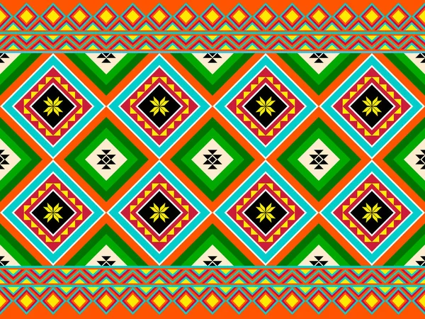 Dark Red Green Symmetry Two Square Geometric Ethnic Seamless Pattern — 스톡 벡터