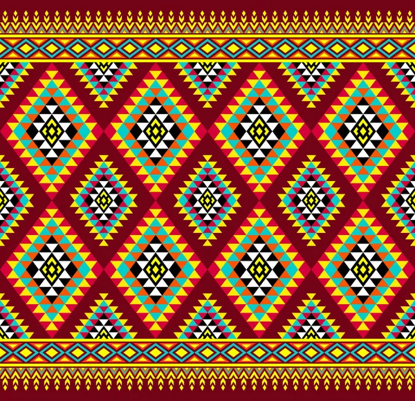 Orange Green Symmetry Geometric Triangle Ethnic Seamless Pattern Design Red — 图库矢量图片