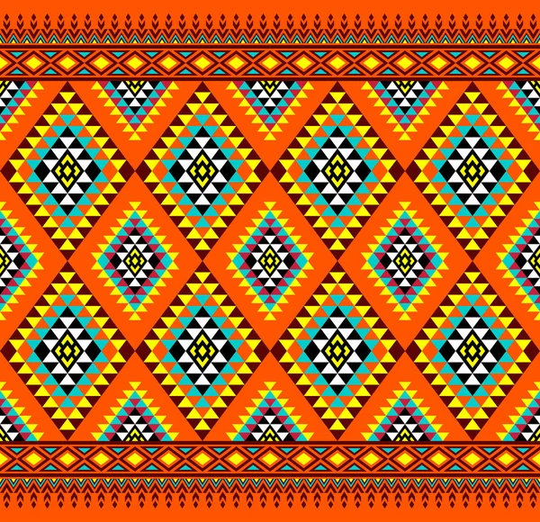 Yellow Brown Symmetry Geometric Triangle Ethnic Seamless Pattern Design Orange — 스톡 벡터