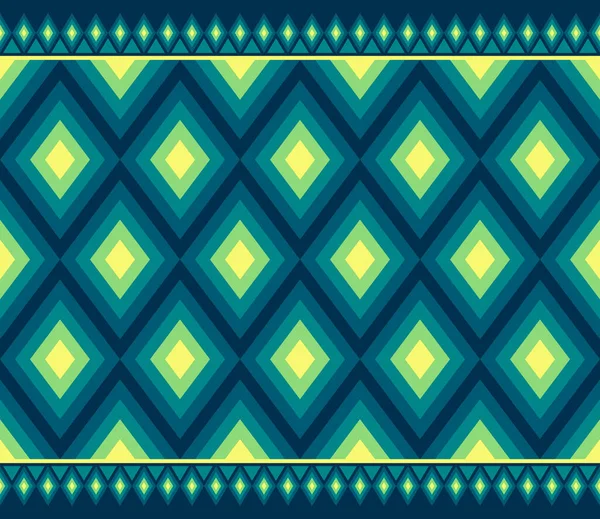Yellow Dark Blue Symmetry Rhomboid Geometric Ethnic Seamless Pattern Design — Stock Vector
