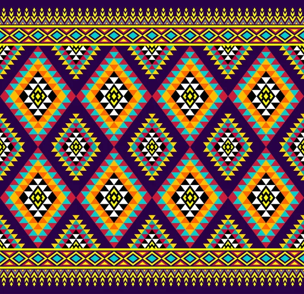 Yellow Red Symmetry Geometric Triangle Ethnic Seamless Pattern Design Purple — Stockvektor