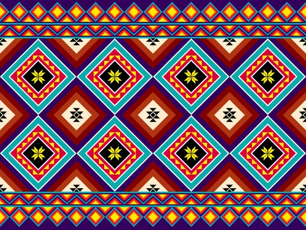 Red Green Brown Symmetry Two Square Geometric Ethnic Seamless Pattern — Stockvektor