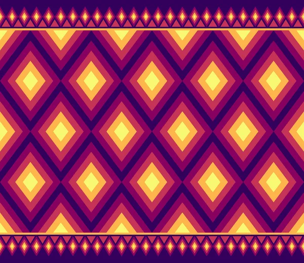 Yellow Purple Symmetry Rhomboid Geometric Ethnic Seamless Pattern Design Eastern — Stock Vector
